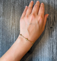 Lightweight Puffy Heart Link Bracelet in 14K Gold, 7.5" Long (M)