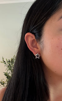 Diamond and Enamel Star Earrings in 18K Gold (I)