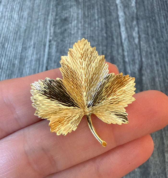 Vintage Tiffany & Co Maple Leaf Brooch in 18K Gold