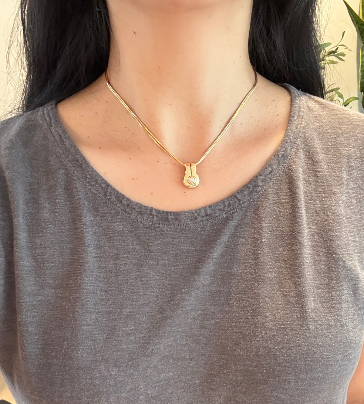 Di Modolo Diamond Slide Pendant and  18K Gold Double Row Snake Chain (i)
