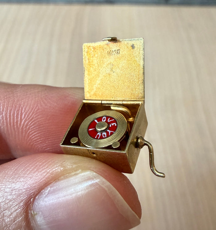 1950s Sloan & Co Mechanical “I Love You” Record Player Charm