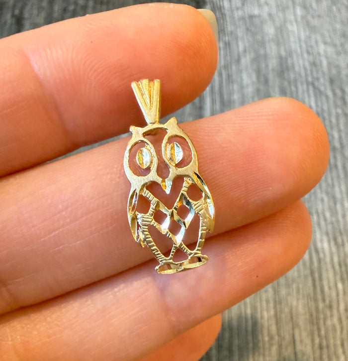 Openwork Owl Charm in 14K Gold