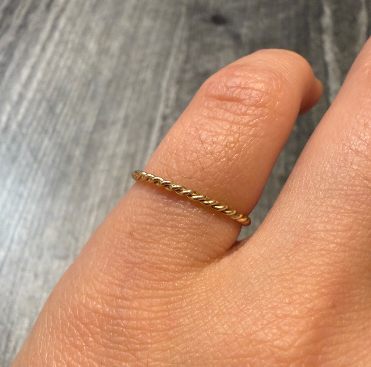 Thin Twist Rope 14K Gold Band, Ring Size 5.5