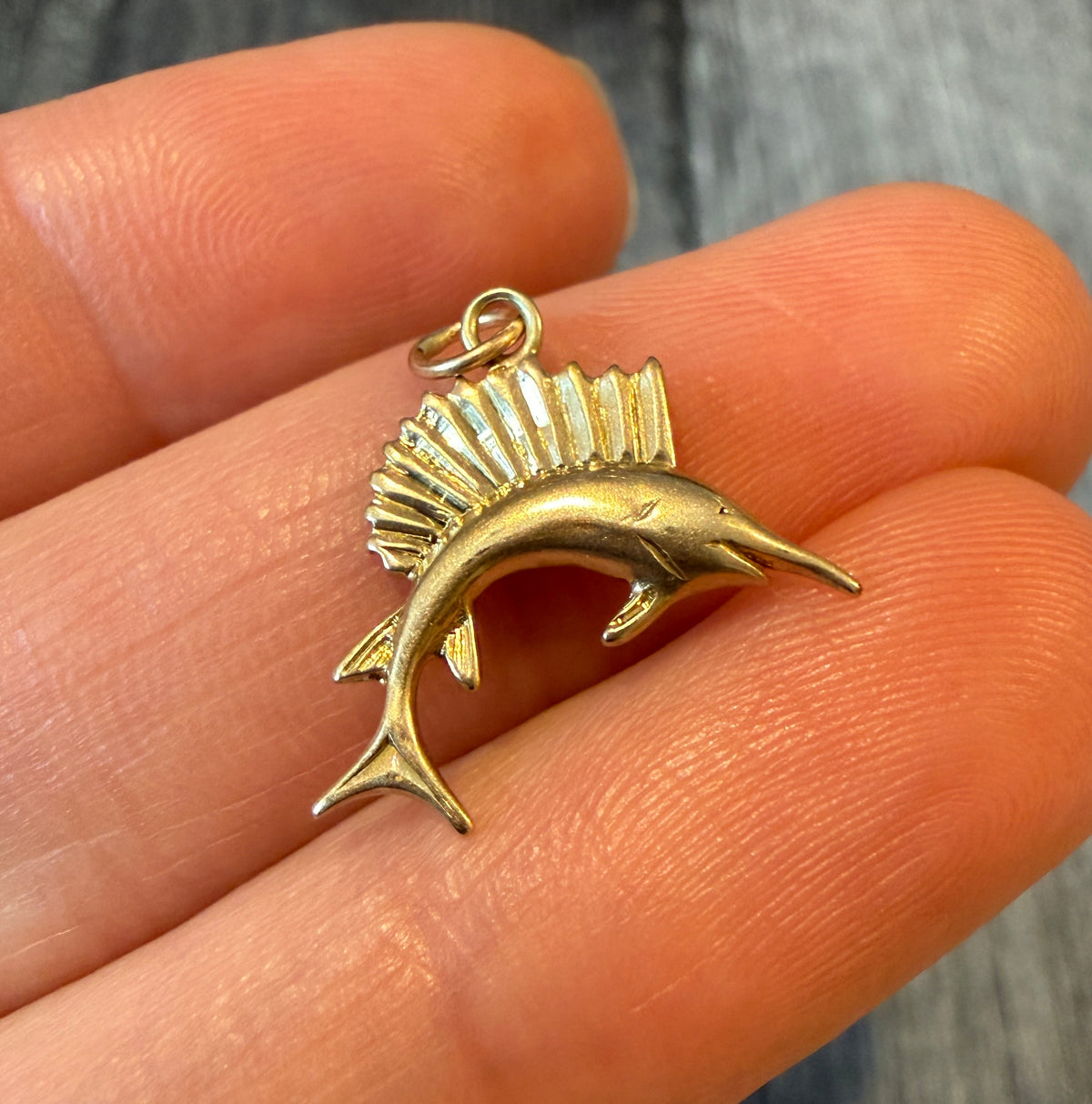Vintage Marlin Charm in 14K Gold