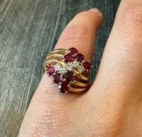 Ruby and Diamond Wave Ring in 14K m Gold