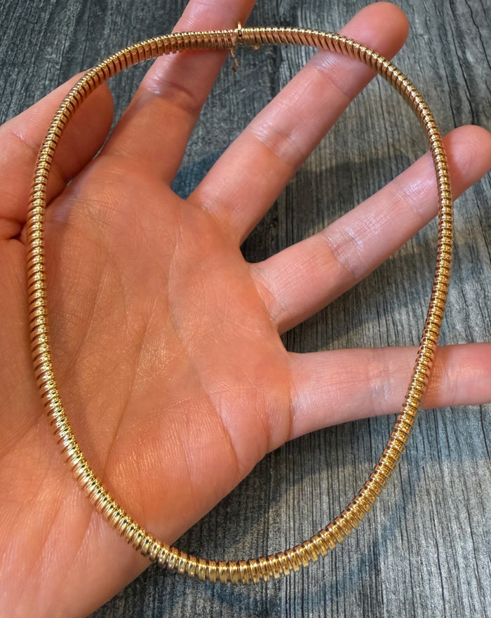 Tubogas Collar in 14K Gold, 14.3” Long (A)