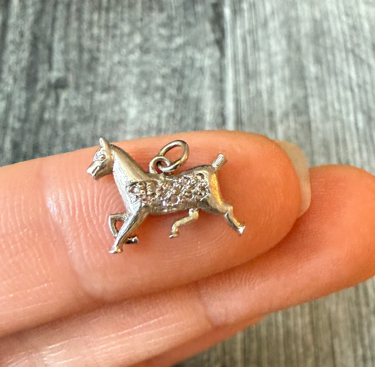 Art Deco Diamond Horse Charm in Platinum (H)