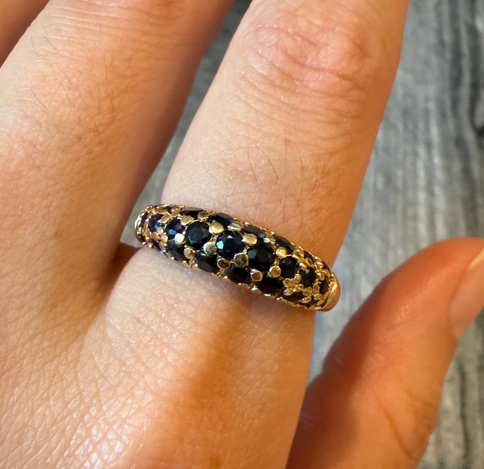 Sapphire Encrusted 14K Gold Mini Bombe Ring (I)