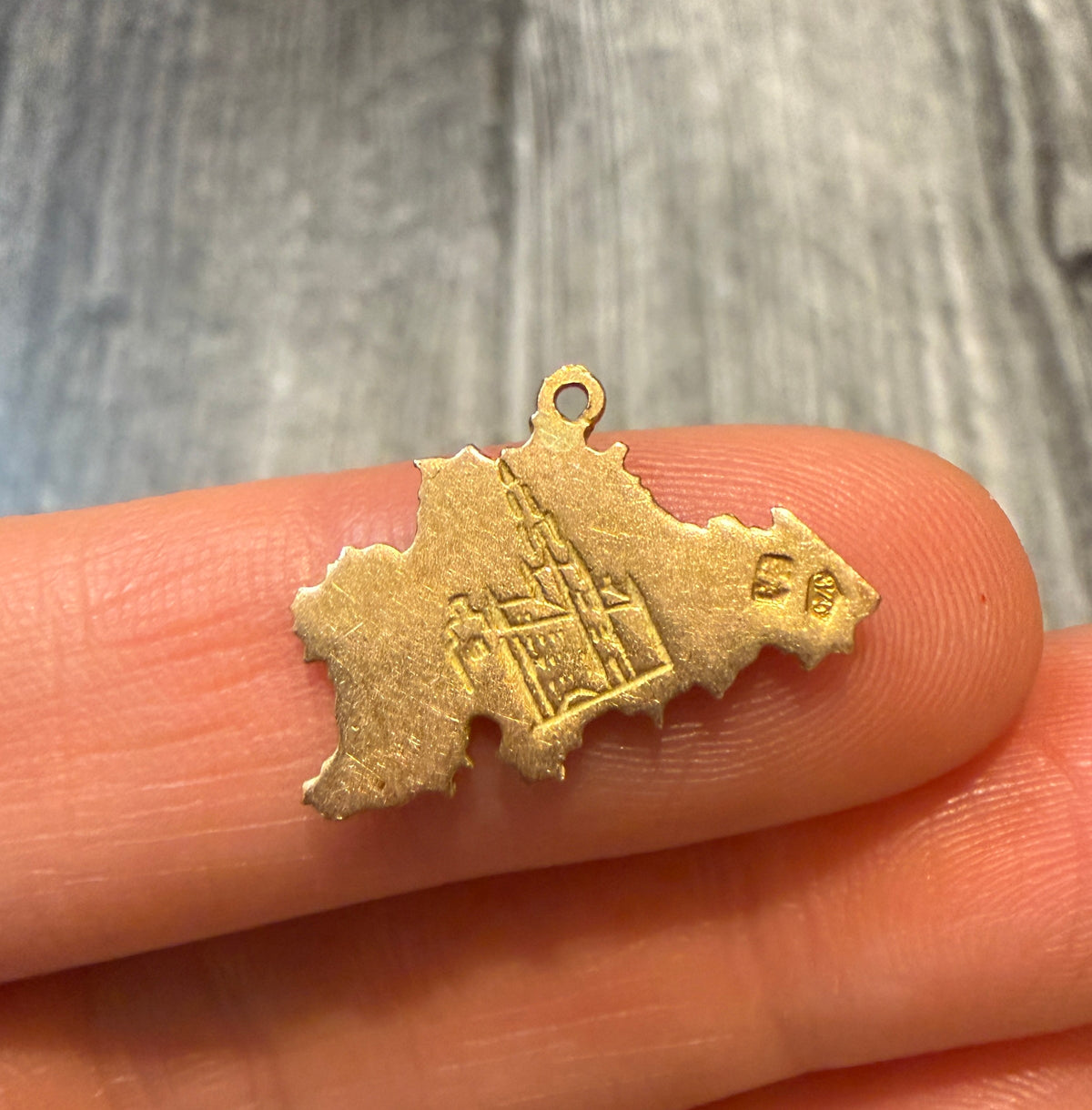 Vintage Enamel 9K Rosy Gold Belgium Charm