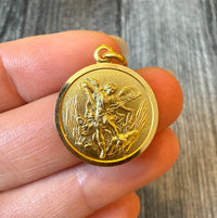 Solid Saint Michael Medal in 18K Gold