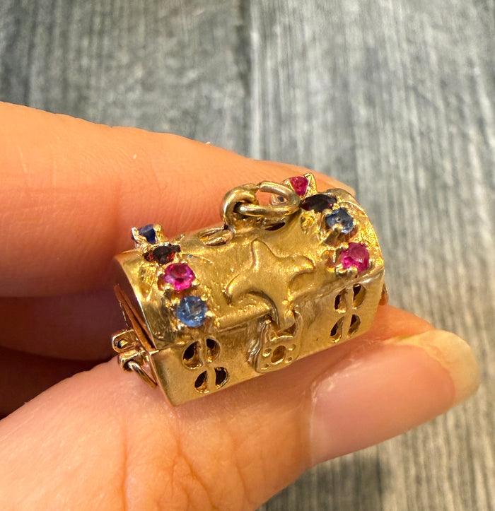Movable Treasure Box Charm in 14K Gold