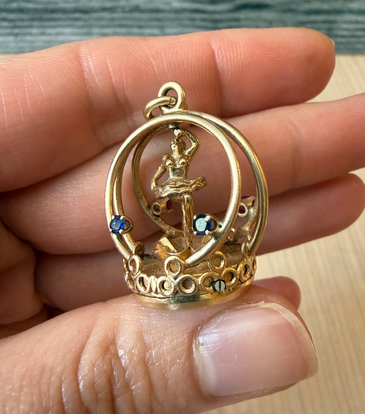 1960s Dankner "Living Charm" Spinning Ballerina in 14K Gold
