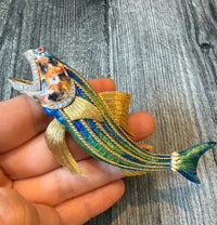 Large Enamel and Diamond Fish Brooch (I)