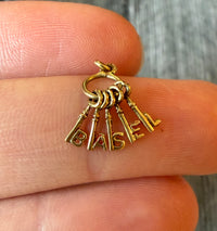 Vintage 14K Gold "BASEL" Skeleton Key Charm