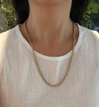 Solid 14K Gold Rope Chain, 24.5" Long (A)