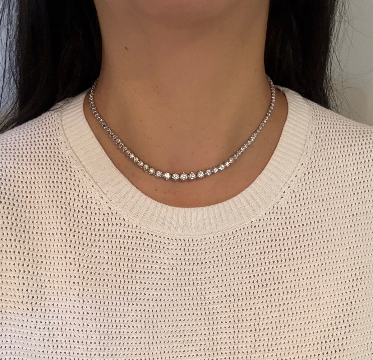 Graduated 4.7 Carat Diamond Tennis Necklace, 16" Long (S)