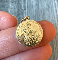 Reversible St. Christopher and Guardian Angel Medal in 14K Gold