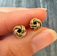 Small Love Knot Stud Earrings in 14K Gold
