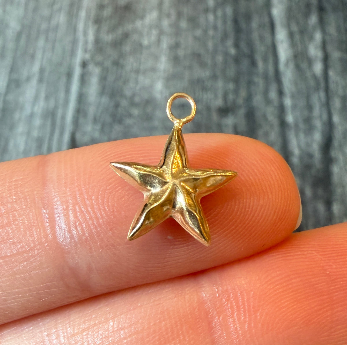 Puffy Star Charm in 14K Gold