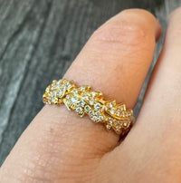 Asprey Oak Leaf Diamond Eternity Band in 18K Gold, Size 6.25 (H)
