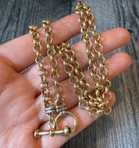 Belcher Link 14K Gold Toggle Clasp Chain, 19.75” Long