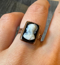 Victorian Carved Onyx Warrior Cameo Ring in 10K Rose Gold (S)