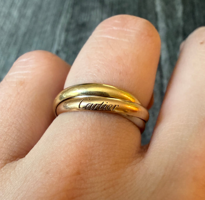 Cartier Trinity 18K Tricolor Gold Rolling Ring, Size 6.5