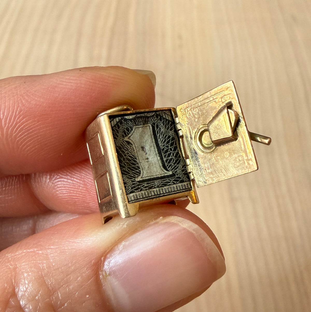 Vintage Movable Safe Charm in 14K Gold