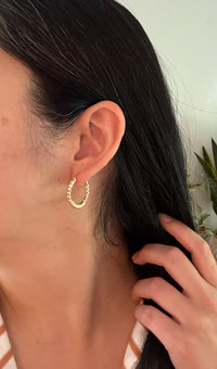 Twist and Column Style Hoop Earrings in 14K Gold (A)