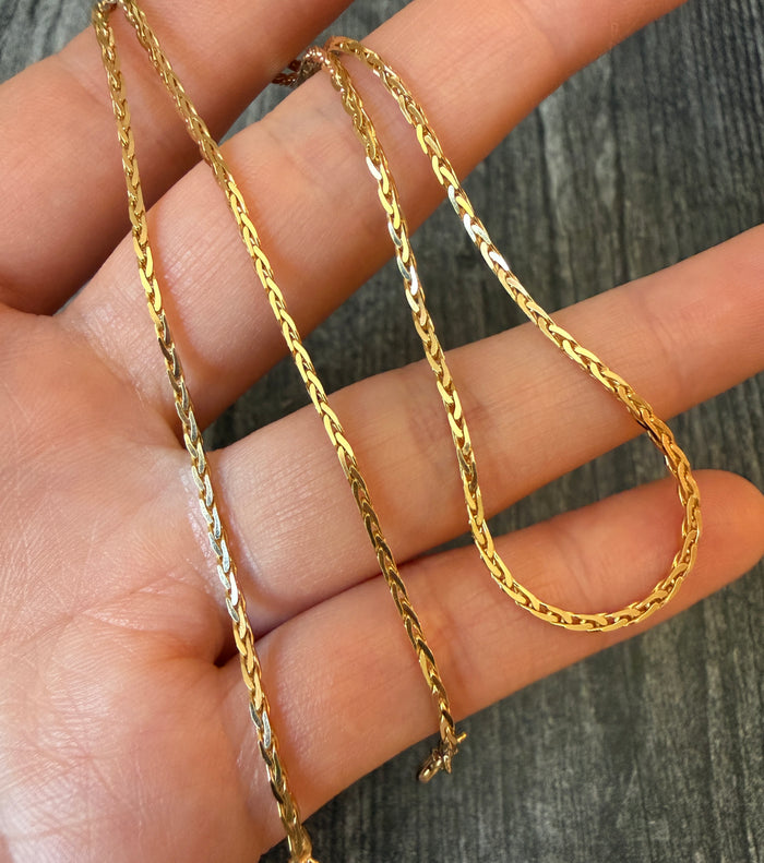 Boxy Braided Link Chain in 14K Gold, 17.75” Long (A)