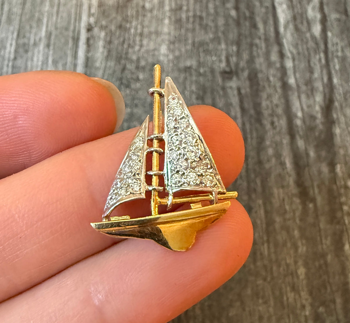 Diamond and 18K Gold Sailboat Charm
