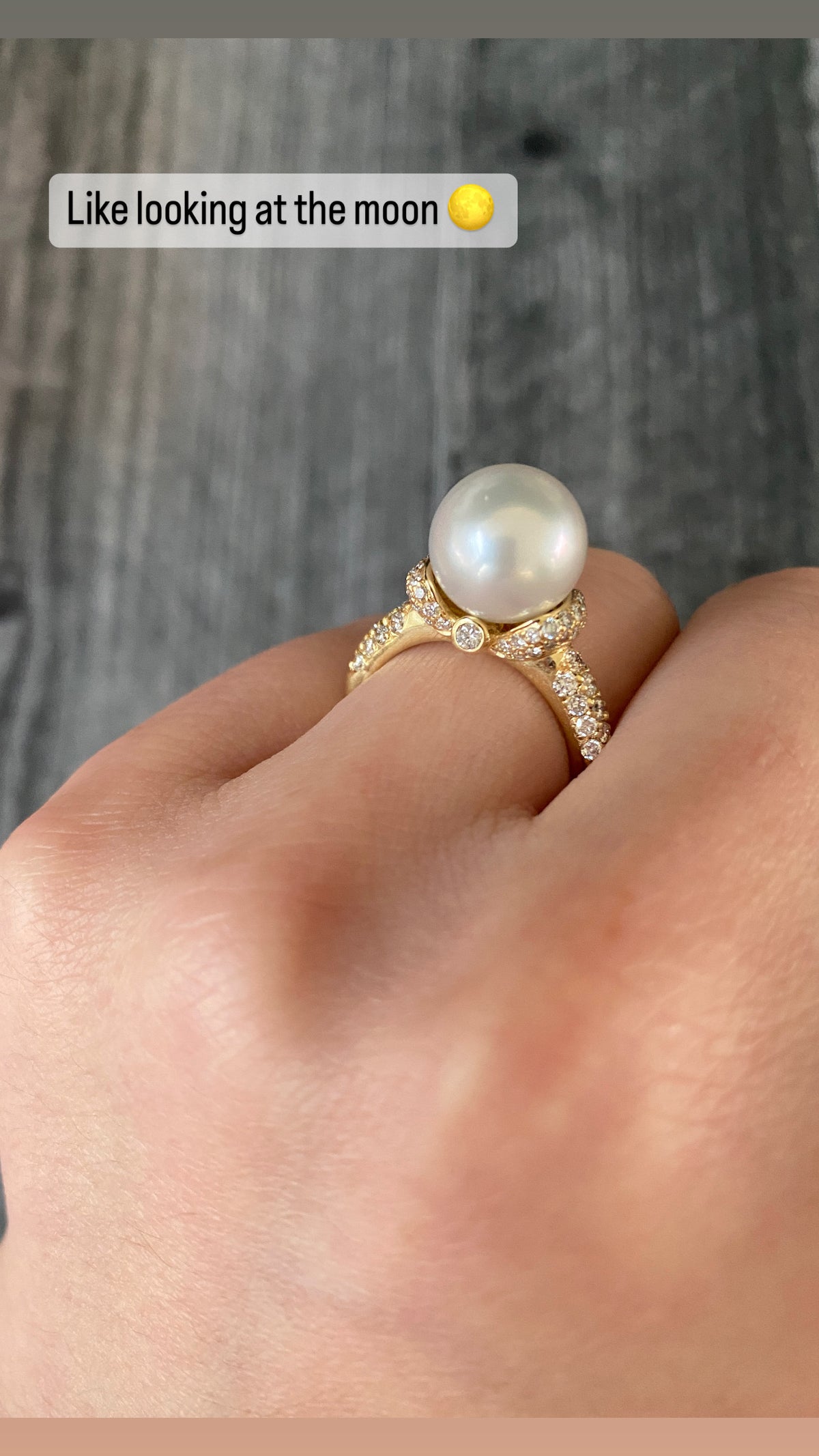 Akoya Pearl and Diamond 18K Gold Ring, 10.8 mm Pearl