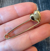Heart Safety Pin in 14K Gold