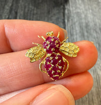 Ruby and 14K Gold Bee Pin and Pendant