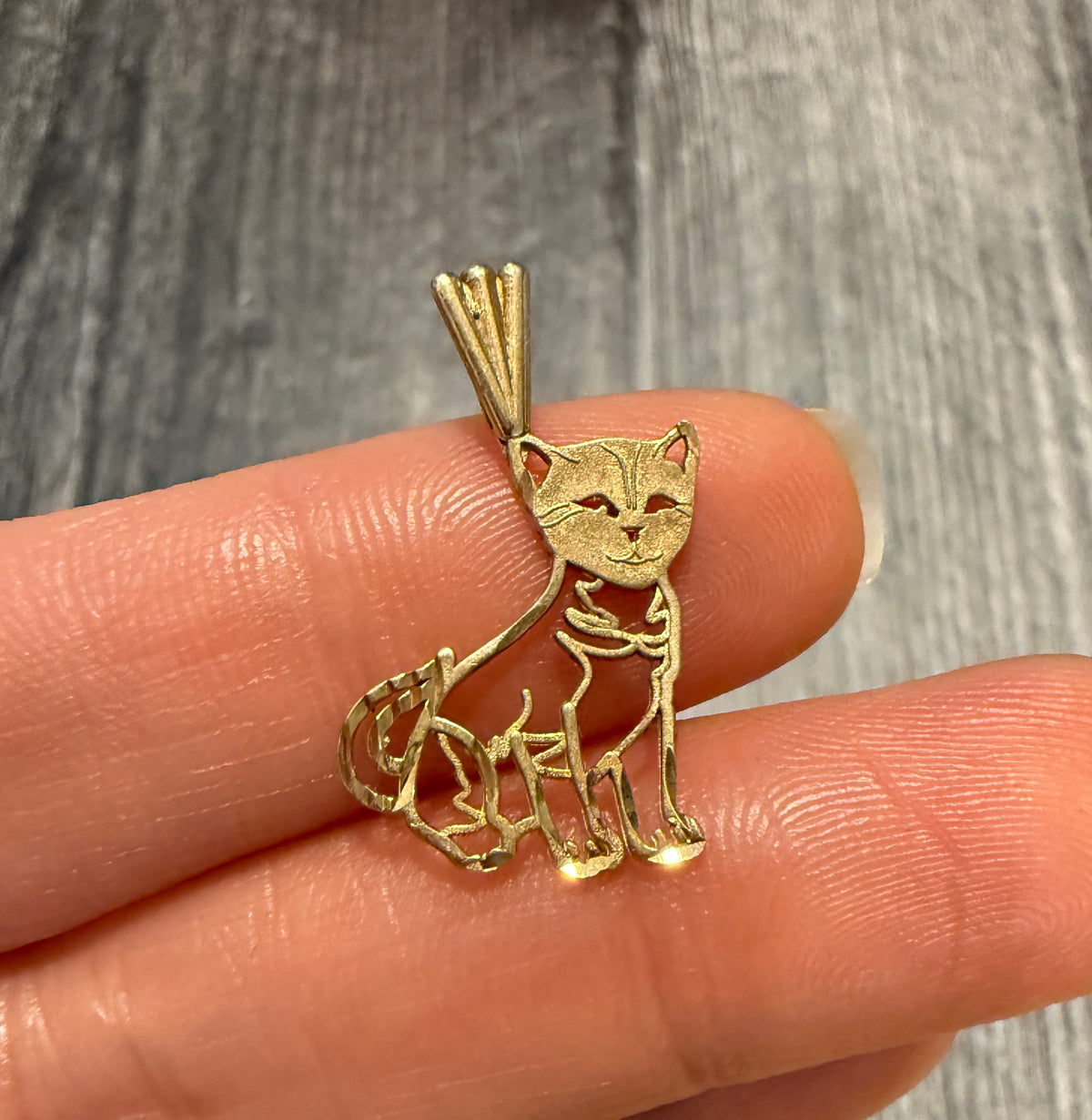 Open Work 14K Gold Cat Charm