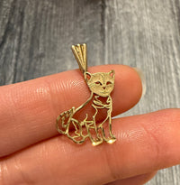 Open Work 14K Gold Cat Charm
