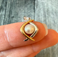 Two Tone Cultured Pearl and 14K Gold Charm