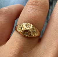 Art Nouveau Diamond Flower Dome Ring in 10K Gold