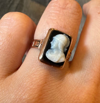 Victorian Carved Onyx Warrior Cameo Ring in 10K Rose Gold (S)