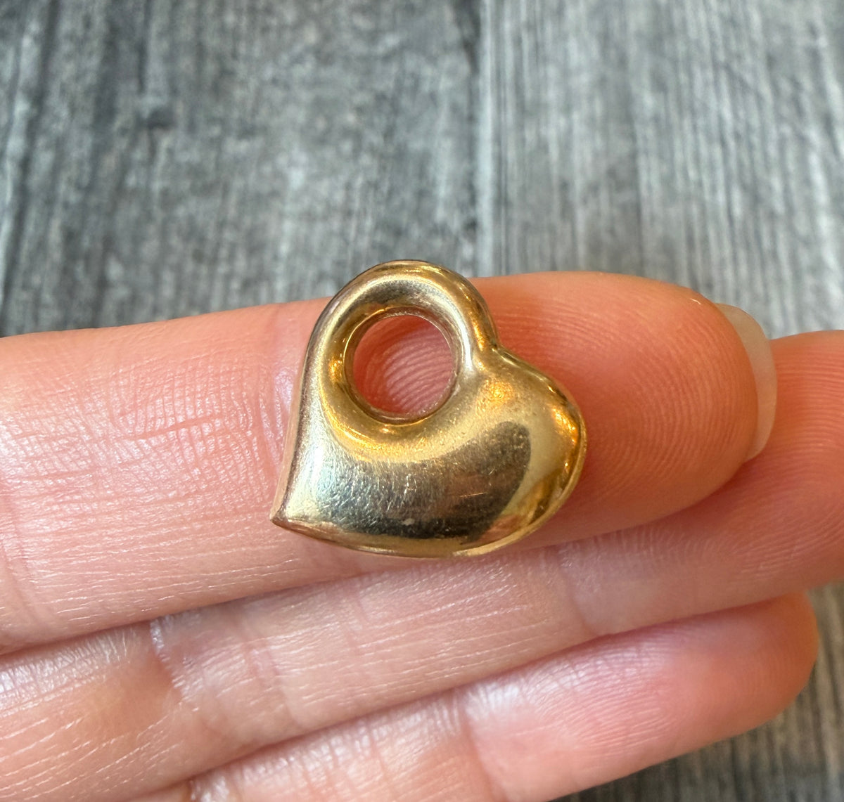 Puffy Heart Slide Charm in 14K Gold