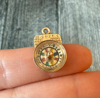 Spinning Roulette Enamel Charm in 14K Gold (S)