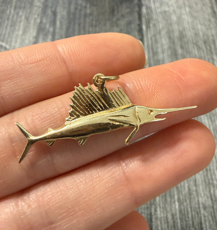 Vintage 14K Gold Marlin or Swordfish Charm