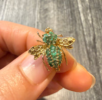 Emerald and 14K Gold Bee Pin
