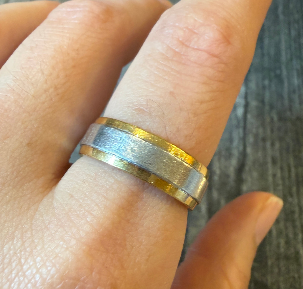 Platinum and 18K Gold Band, Ring Size 8 (S)