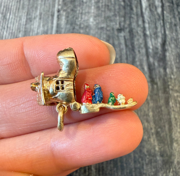 Vintage Old Woman Who Lived In Shoe Charm in 14K Gold