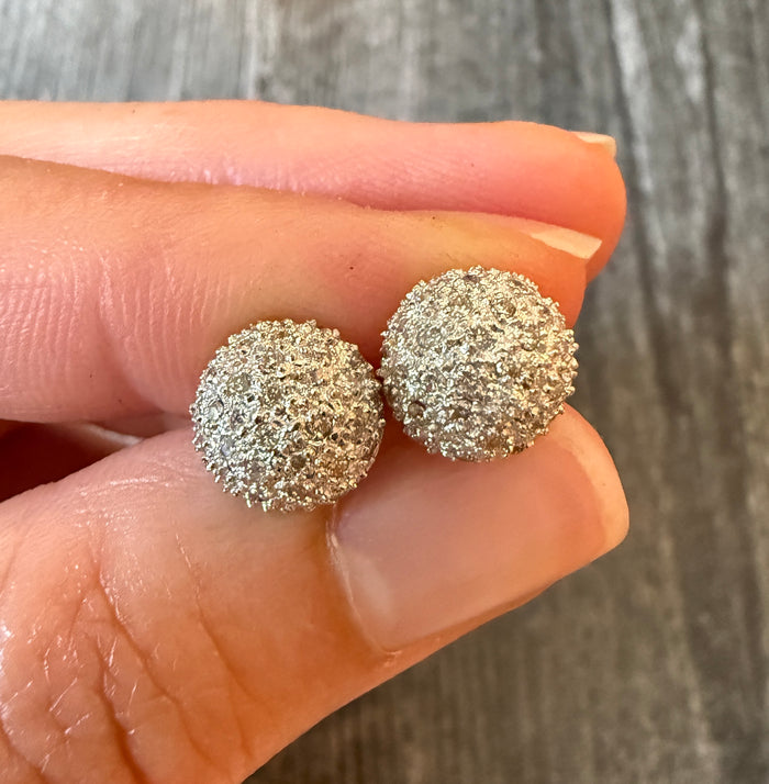 Diamond Cluster Button Earrings in 14K Gold (A)