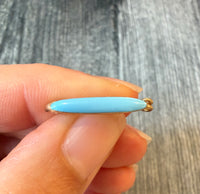 Antique Turquoise Blue Enamel Bar Pin in 14K Gold