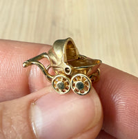 Vintage Articulated Baby Carriage or Pram Charm in 14K Gold
