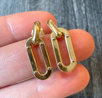 Industrial Paperclip Earrings in 18K Gold Dangle Earrings