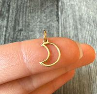Wire Crescent Moon Charm in 14K Gold